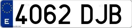 Ejemplo de matrícula española 4062 DJB