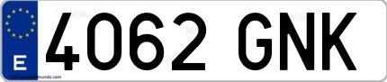 Ejemplo de matrícula española 4062 GNK