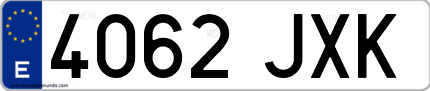 Ejemplo de matrícula de coche ordinaria 4062 JXK