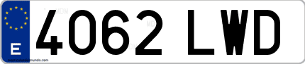 Ejemplo de matrícula de coche ordinaria 4062 LWD
