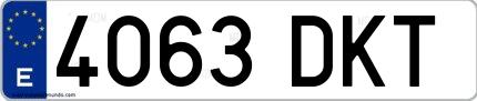 Ejemplo de matrícula española 4063 DKT