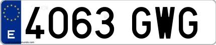 Ejemplo de matrícula española 4063 GWG