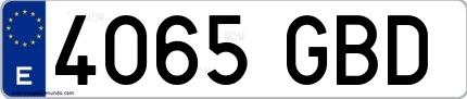 Ejemplo de matrícula española 4065 GBD