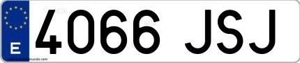 Ejemplo de matrícula española 4066 JSJ