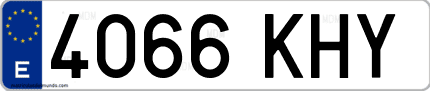 Ejemplo de matrícula de coche ordinaria 4066 KHY