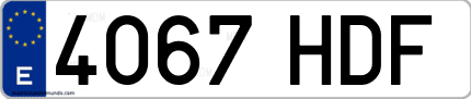 Ejemplo de matrícula de coche ordinaria 4067 HDF
