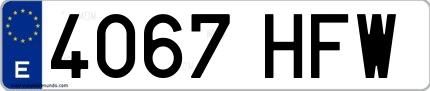 Ejemplo de matrícula española 4067 HFW