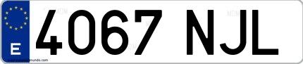 Ejemplo de matrícula española 4067 NJL