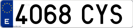 Ejemplo de matrícula de coche ordinaria 4068 CYS