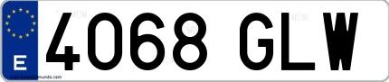 Ejemplo de matrícula española 4068 GLW