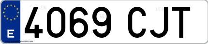 Ejemplo de matrícula española 4069 CJT