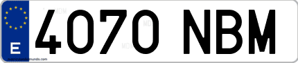 Ejemplo de matrícula de coche ordinaria 4070 NBM