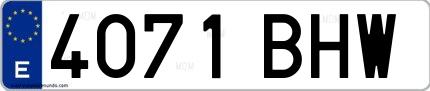 Ejemplo de matrícula española 4071 BHW
