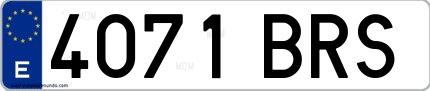 Ejemplo de matrícula española 4071 BRS