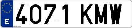Ejemplo de matrícula española 4071 KMW