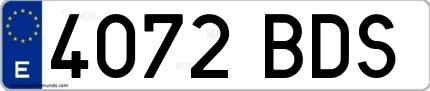 Ejemplo de matrícula española 4072 BDS