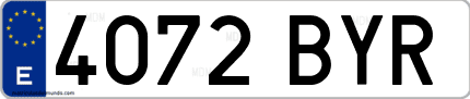 Ejemplo de matrícula de coche ordinaria 4072 BYR