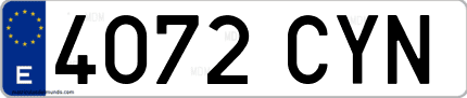 Ejemplo de matrícula de coche ordinaria 4072 CYN