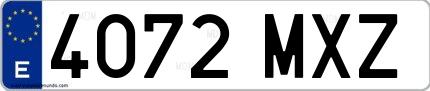 Ejemplo de matrícula española 4072 MXZ