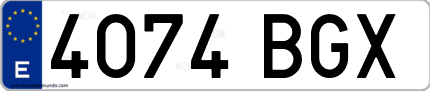 Ejemplo de matrícula de coche ordinaria 4074 BGX