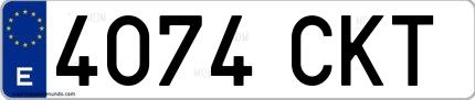 Ejemplo de matrícula española 4074 CKT