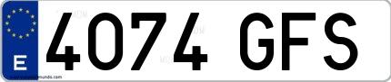 Ejemplo de matrícula española 4074 GFS