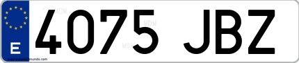 Ejemplo de matrícula española 4075 JBZ