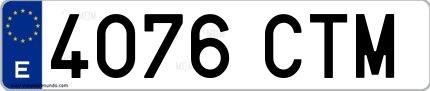 Ejemplo de matrícula española 4076 CTM