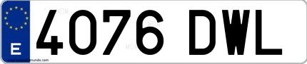Ejemplo de matrícula española 4076 DWL