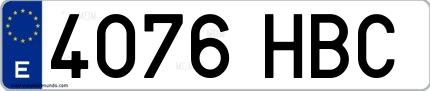 Ejemplo de matrícula española 4076 HBC
