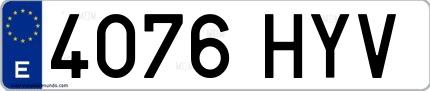 Ejemplo de matrícula española 4076 HYV