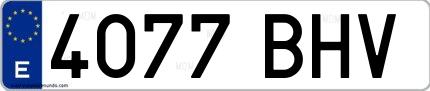 Ejemplo de matrícula española 4077 BHV