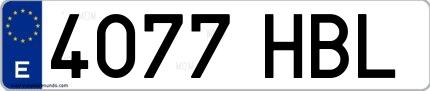 Ejemplo de matrícula española 4077 HBL