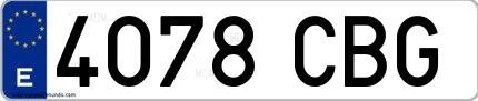 Ejemplo de matrícula española 4078 CBG