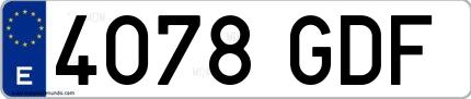 Ejemplo de matrícula española 4078 GDF