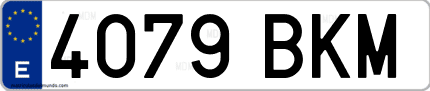 Ejemplo de matrícula de coche ordinaria 4079 BKM