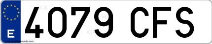 Ejemplo de matrícula española 4079 CFS