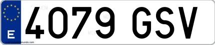 Ejemplo de matrícula española 4079 GSV