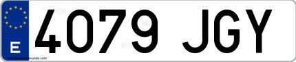 Ejemplo de matrícula española 4079 JGY