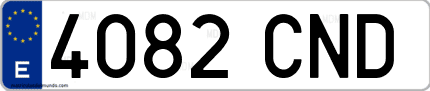 Ejemplo de matrícula de coche ordinaria 4082 CND