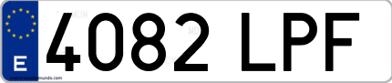 Ejemplo de matrícula de coche ordinaria 4082 LPF