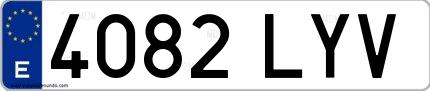 Ejemplo de matrícula española 4082 LYV