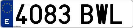 Ejemplo de matrícula de coche ordinaria 4083 BWL