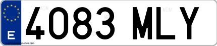 Ejemplo de matrícula española 4083 MLY
