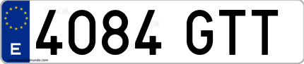 Ejemplo de matrícula de coche ordinaria 4084 GTT