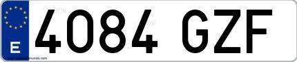 Ejemplo de matrícula española 4084 GZF