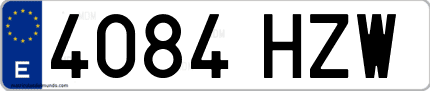 Ejemplo de matrícula de coche ordinaria 4084 HZW