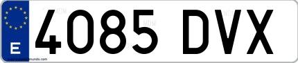Ejemplo de matrícula española 4085 DVX