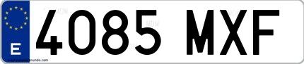 Ejemplo de matrícula española 4085 MXF