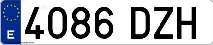 Ejemplo de matrícula española 4086 DZH